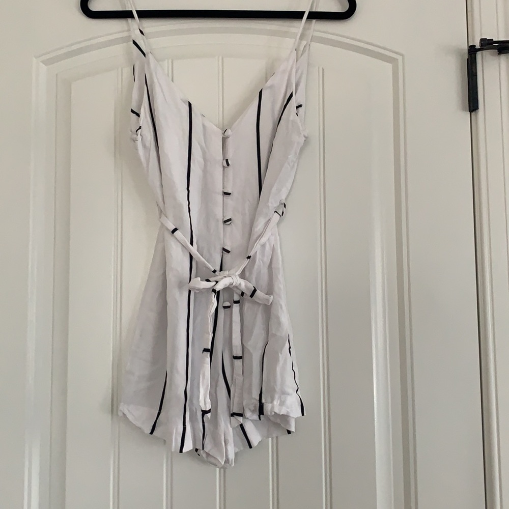 Romper-Black and white striped